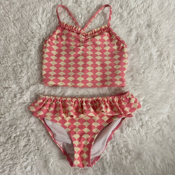 Hanna Andersson Pink and Cream Scallop Bikini Size EU 130 - Picture 1 of 5